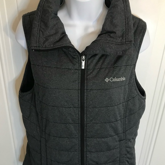 Columbia Women's M Charcoal Gray Zip Up Quilted Puffer Vest with pockets in EUC - Picture 9 of 16